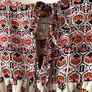 GAP Women Floral Pink Short Sleeve Blouse XS